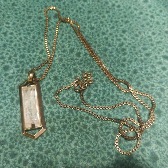 Vintage Ann Taylor Gold-tone Clear Emerald Cut Crystal Long Crystal Necklace - Picture 2 of 10